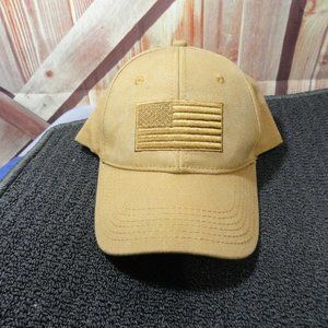 denim canvas brown American Flag embroidered snap back ball cap EUC byH3 headwea